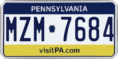 PA license plate MZM7684