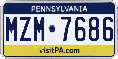 PA license plate MZM7686