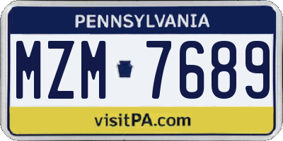 PA license plate MZM7689