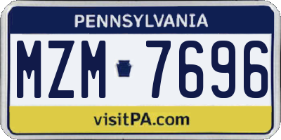 PA license plate MZM7696
