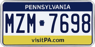 PA license plate MZM7698