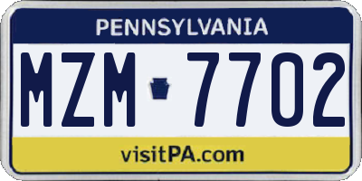 PA license plate MZM7702