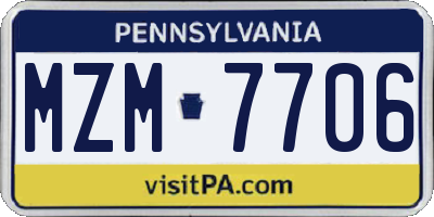 PA license plate MZM7706
