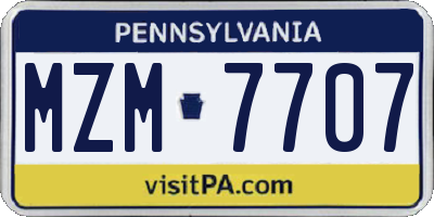 PA license plate MZM7707