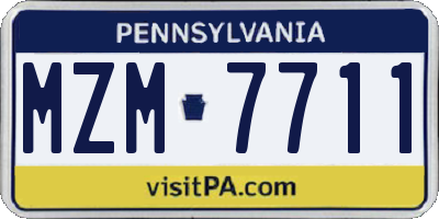 PA license plate MZM7711