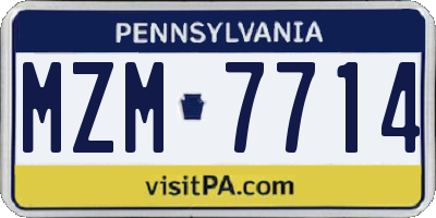 PA license plate MZM7714
