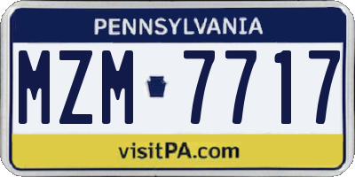 PA license plate MZM7717