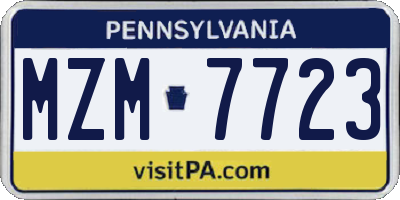 PA license plate MZM7723