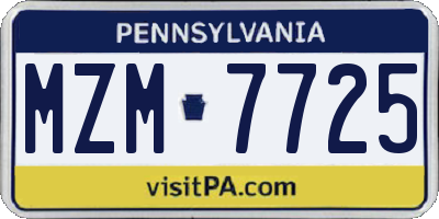 PA license plate MZM7725