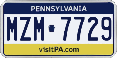 PA license plate MZM7729