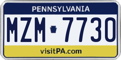 PA license plate MZM7730
