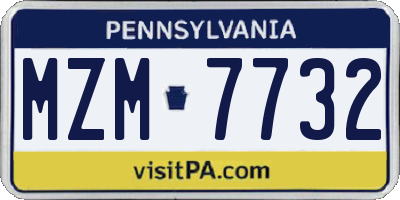 PA license plate MZM7732
