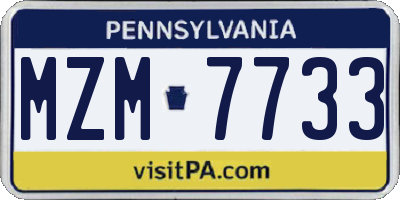 PA license plate MZM7733