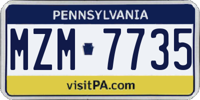PA license plate MZM7735