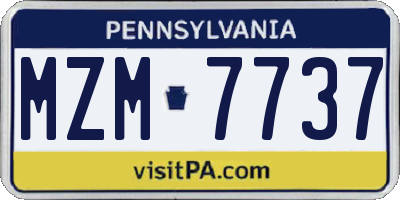 PA license plate MZM7737