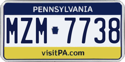 PA license plate MZM7738