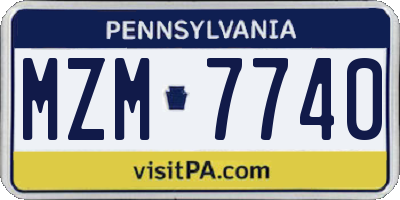 PA license plate MZM7740