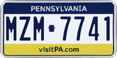PA license plate MZM7741