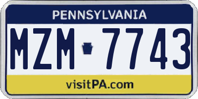 PA license plate MZM7743