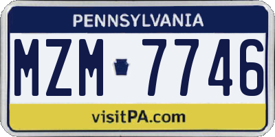 PA license plate MZM7746
