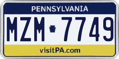 PA license plate MZM7749