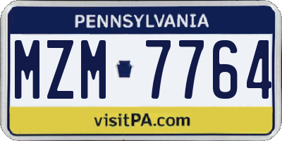 PA license plate MZM7764