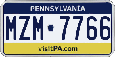 PA license plate MZM7766