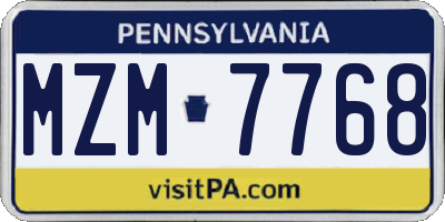 PA license plate MZM7768