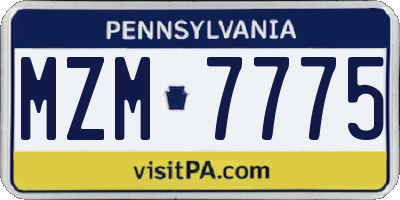 PA license plate MZM7775