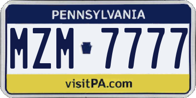 PA license plate MZM7777