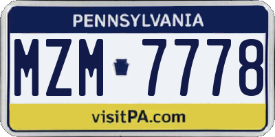PA license plate MZM7778