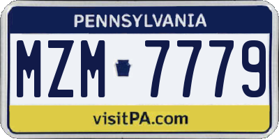 PA license plate MZM7779