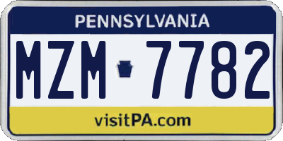PA license plate MZM7782