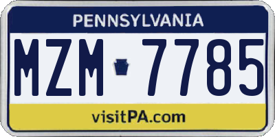 PA license plate MZM7785