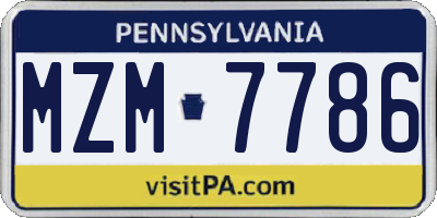PA license plate MZM7786