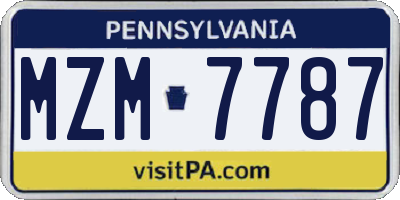 PA license plate MZM7787