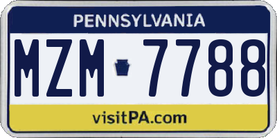PA license plate MZM7788