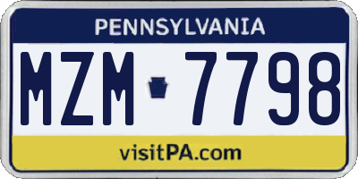 PA license plate MZM7798