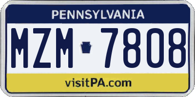PA license plate MZM7808