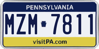 PA license plate MZM7811