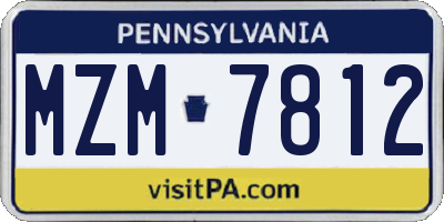 PA license plate MZM7812