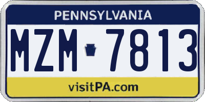PA license plate MZM7813
