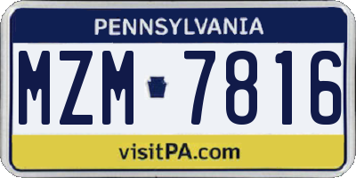 PA license plate MZM7816