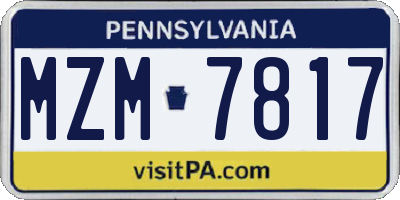 PA license plate MZM7817