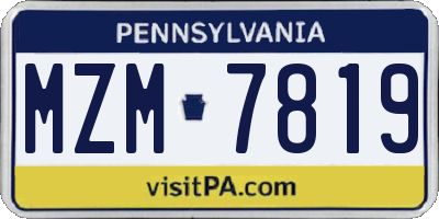 PA license plate MZM7819