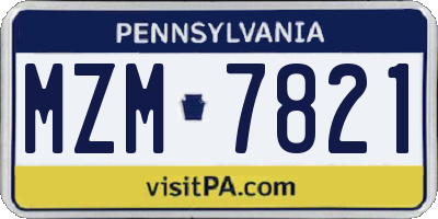 PA license plate MZM7821