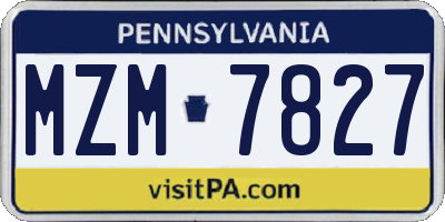 PA license plate MZM7827