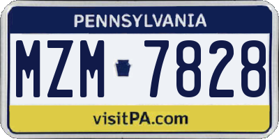 PA license plate MZM7828