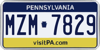 PA license plate MZM7829