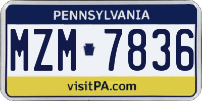 PA license plate MZM7836